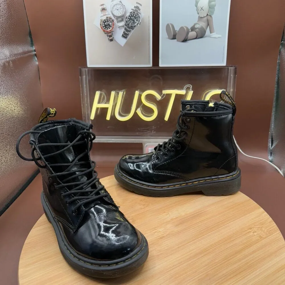 Dr. Martens Black Patent Leather Boots 1460 Size US 13c